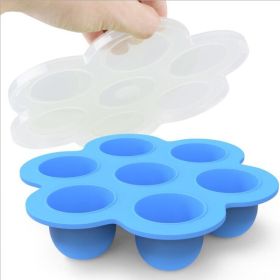 7 Holes Egg Bites Molds Silicone with Lid Reusable Baby Food Storage Container Freezer Ice Cube Trays Steamed Cake Mold Egg Poacher Instant Pot A