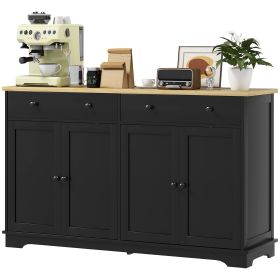 Modern Sideboard, Accent Kitchen Buffet Cabinet with Storage Drawers & Adjustable Shelves, for Dining, Entryway, Black