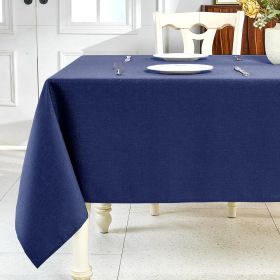 Textured Linen Table Cloth for Rectangle Table - Navy Blue Tablecloths Rectangular Waterproof Wrinkle Free Wipeable Dining Table Cover for Spring Wedd