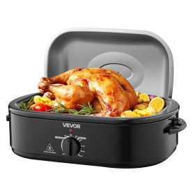 VEVOR Roaster Oven, 18QT Fast-Cooking Turkey Roaster, 150-450 Fahrenheit Adjustable Temp Turkey Oven with Self-Basting Lid, Removable Pan and Rack