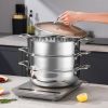SOGA 3-Tier 30cm Heavy-Duty Stainless Steel Food Steamer – Stackable Vegetable Pot with Glass Lid, Multi-Layer Pan Insert for Healthy Cooking