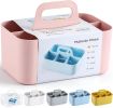 Multiuse Caddy Organizer with Handle - Stackable Plastic Tote Bin - Art Craft Supplies, Office, Desk, Stationery Pen Holder, Kitchen, Utensil, Makeup