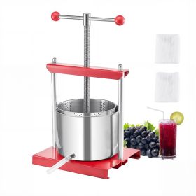 VEVOR 1.6 Gal/6L Fruit Wine Press, 2 Stainless Steel Barrels, Manual Juice Maker
