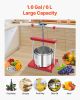 VEVOR 1.6 Gal/6L Fruit Wine Press, 2 Stainless Steel Barrels, Manual Juice Maker