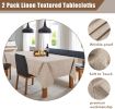 Faux Linen Tablecloths Rectangle 60 x 120 Inch - 2 Pack Neutral Table Clothes for 8 Foot Tables, Nature Faux Burlap Kitchen Table Covers for Dining