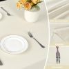 Textured Linen Table Cloth for Rectangle Table - Ivory Tablecloths Rectangular Waterproof Wrinkle Free Wipeable Dining Cover for Spring Wedding Birthd