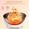 Electric Hot Pot Non-Stick Frying Pan Portable Rapid Noodles Cooker with Long Handle Steamer Spatula Dual Power Control Overheat Dry-Boil Protection f