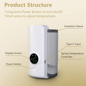 1Pc Portable Bottle Warmer Baby Milk Warmer Milk Formula Warmer For Travel With 6 Heating Levels USB Rechargeable Keep Milk Warm For 5 Hours No B (Option: White)