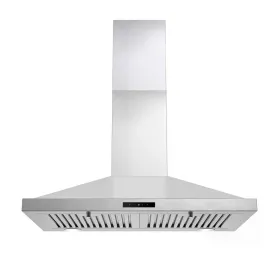 Range Hood 30 Inch, Vent Hoods 30 Inch Stainless Steel, 450 CFM Ductless/Ducted Convertible Kitchen Hood With LED Light Baffle Filters, 3 Speed E (Option: silver)