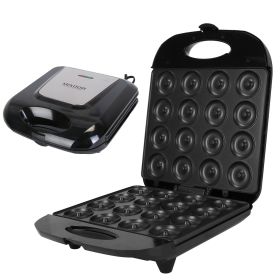 1Pc Mini Donut Maker Machine For Kids Snack Breakfast Desserts With 16 Doughnuts Holes Non Stick Coating Double-Side Heating Plates Overheating P (Option: Black)