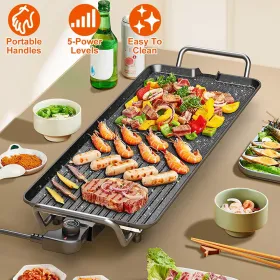 Electric Barbecue Grill Hot Plate Cooking BBQ Griddle Non-Stick Table Top Grill Griddle For Indoor Outdoor Camping Picnic (Option: 1400WMSize)