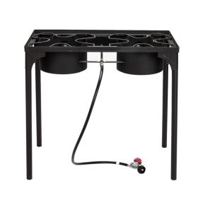 Rectangular Double Eyed Four Legged Gas Burner (Option: Black)