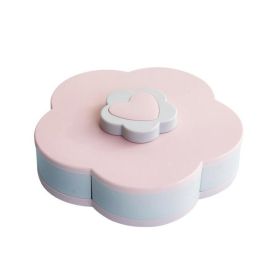Flower Type Rotating Candy Box Melon Seed Nut Candy Snack Dry Fruit Holder Plastic Storage Box Plate Dish Tray Table Organizer Partition Manager (Color: Pink)