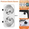 Portable Double Electric Burner, 2000W Even Heating with Independent Thermostat, Compact Hot Plate for College Dorms Small Apartments Campers
